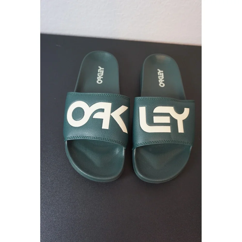 Oakley B1B Slide Sandals Mens 6 Hunter Green White Logo Athletic Slip On Shoes